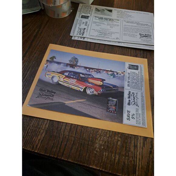 Vintage Wally Bell Racing Card w/ Coupons 8x12 Liquid Glass Chevelle - Picture 1 of 2